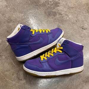 Size 11 2009 Nike Dunk High Zoom Premium Reverse Lakers Purple & Gold 317891-551